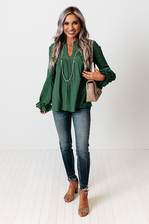 Santa Cruz Chic Shift Top In Hunter Green Image - 2