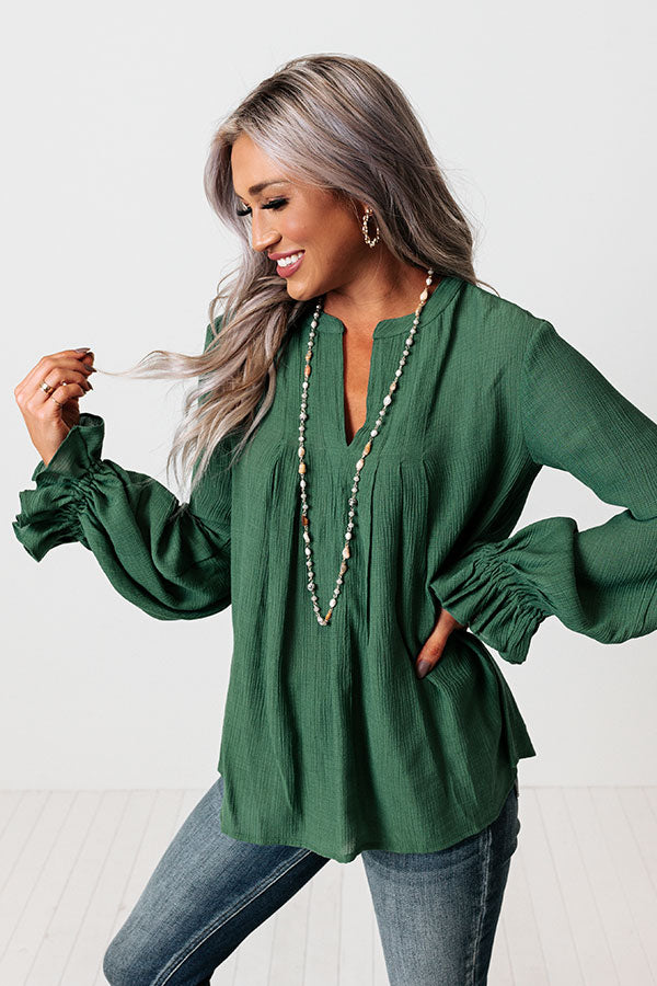 Santa Cruz Chic Shift Top In Hunter Green Image - 3