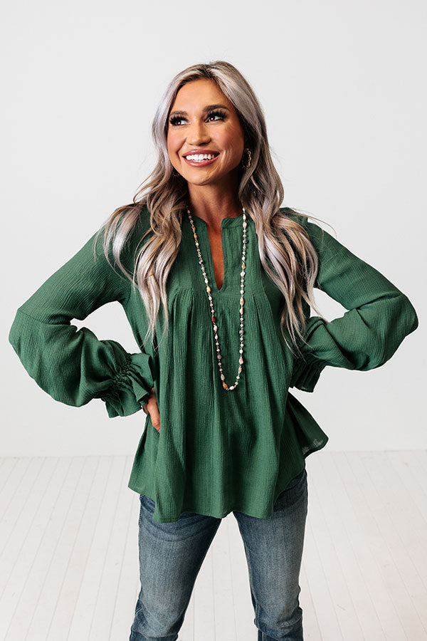 Santa Cruz Chic Shift Top In Hunter Green Image - 4