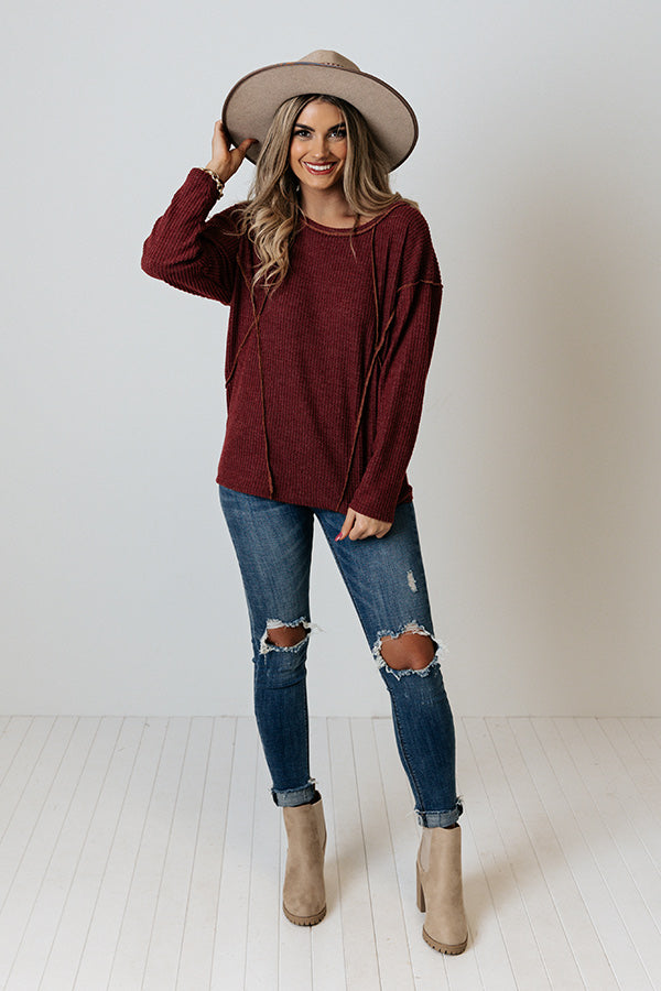 On Mountain Time Waffle Knit Top