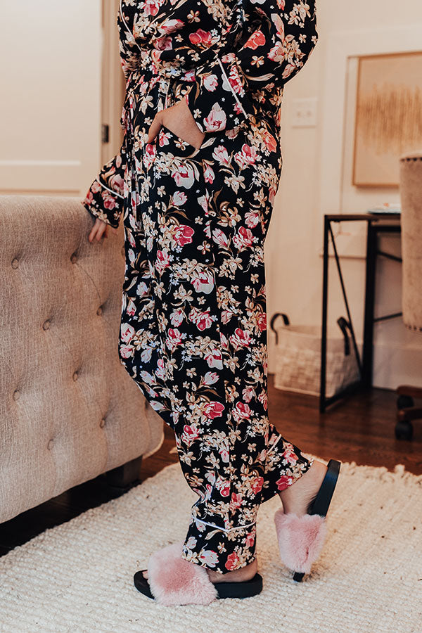 Ready To Wind Down Floral Pants In Black Image - 5