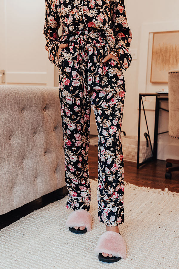 Ready To Wind Down Floral Pants In Black Image - 2