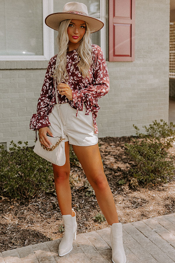 Pumpkin Patch Please Floral Shift Top In Merlot Image - 1
