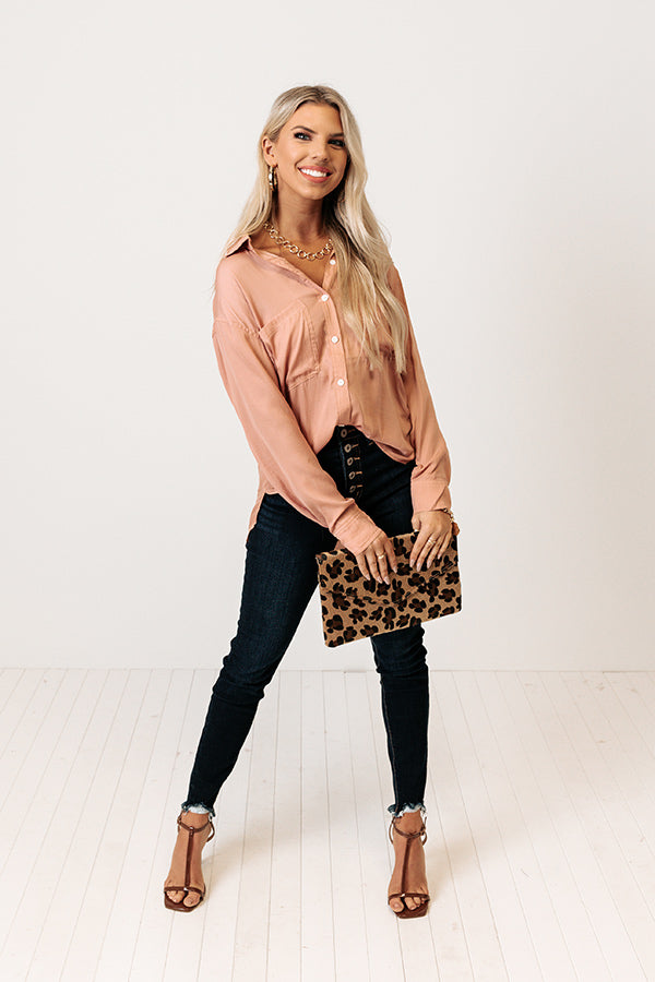 Mindfulness Button Up Top in Peach Image - 2