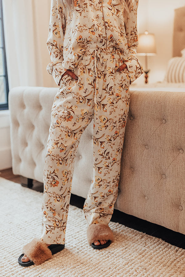 Ready To Wind Down Floral Pants In Light Stone Image - 1