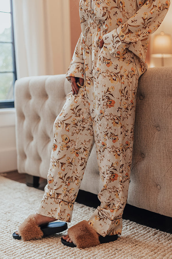 Ready To Wind Down Floral Pants In Light Stone Image - 3