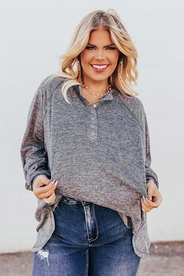 Mirror Image Shift Top In Dark Grey Curves Image - 1