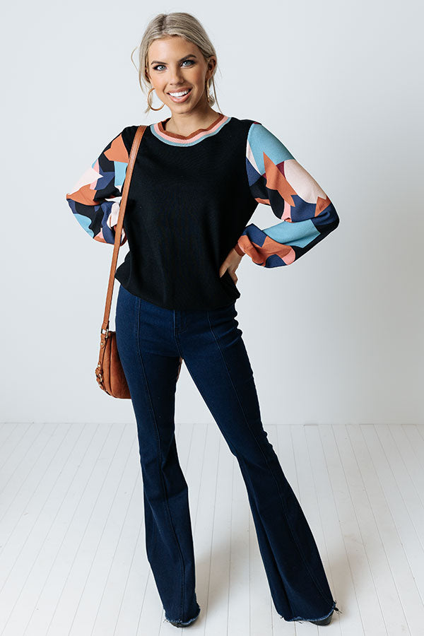 Dating Game Sweater Top in Black Image - 1