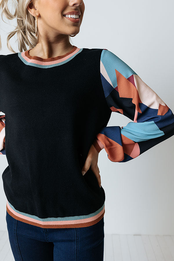 Dating Game Sweater Top in Black Image - 4