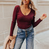 Candy Apple Dip Ribbed Top In Wine Image - 1