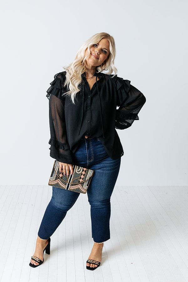 Flowing Champagne Chiffon Shift Top in Black Curves Image - 3