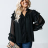 Flowing Champagne Chiffon Shift Top in Black Curves Image - 1