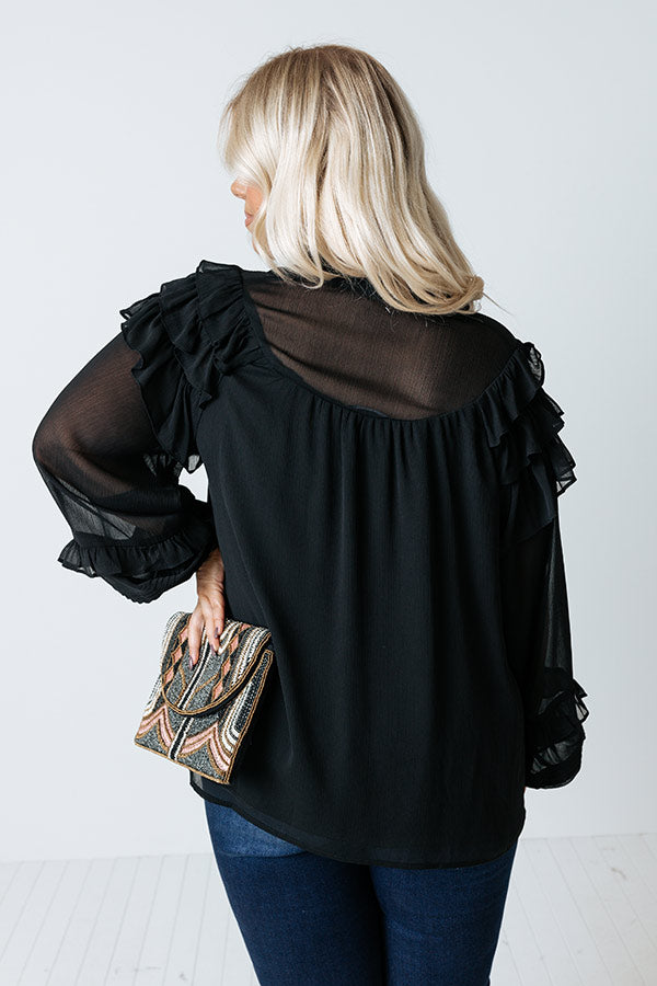 Flowing Champagne Chiffon Shift Top in Black Curves Image - 5