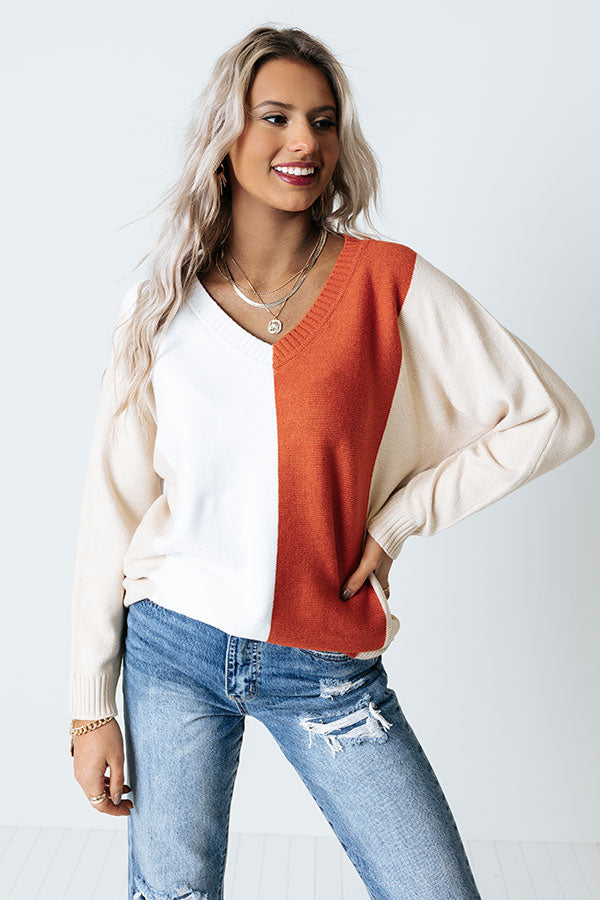Faded Days Colorblock Sweater In Light Beige Image - 1