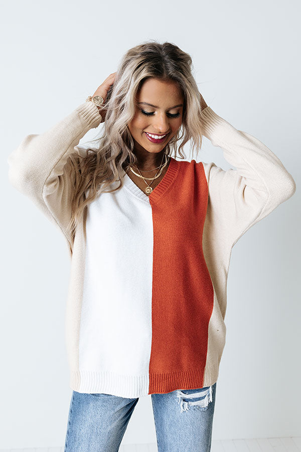 Faded Days Colorblock Sweater In Light Beige Image - 1