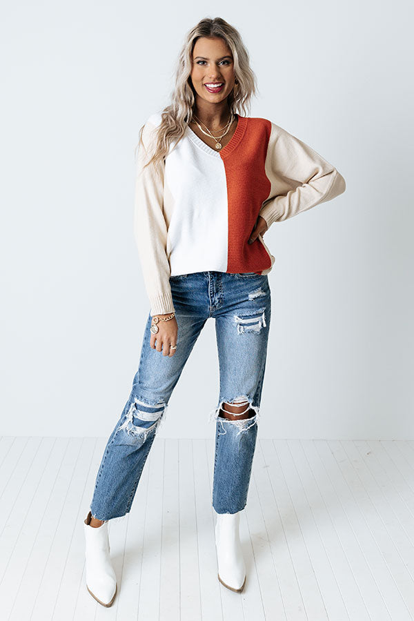 Faded Days Colorblock Sweater In Light Beige Image - 1
