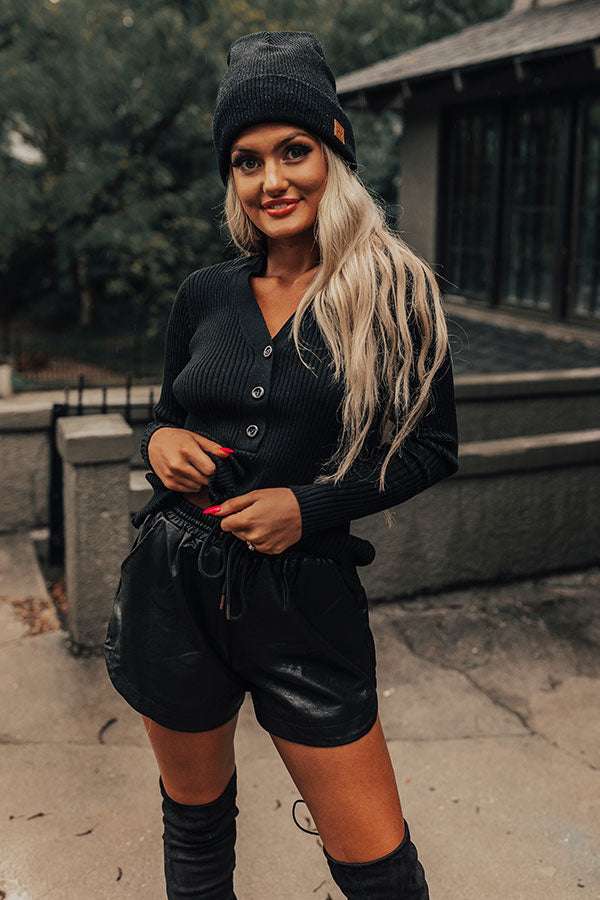 Hint Of Cozy Ribbed Sweater Top In Black Image - 2