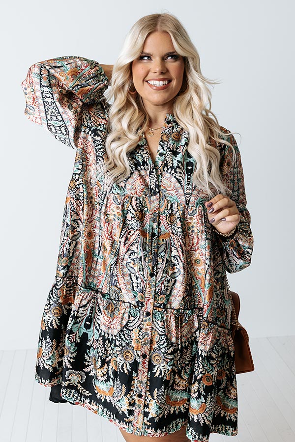 Happy Hour Fun Floral Shift Dress Curves Image - 2