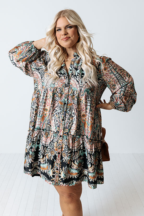 Happy Hour Fun Floral Shift Dress Curves Image - 1