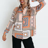 Chic On The Scene Button Up Top In Light Rust Image - 1