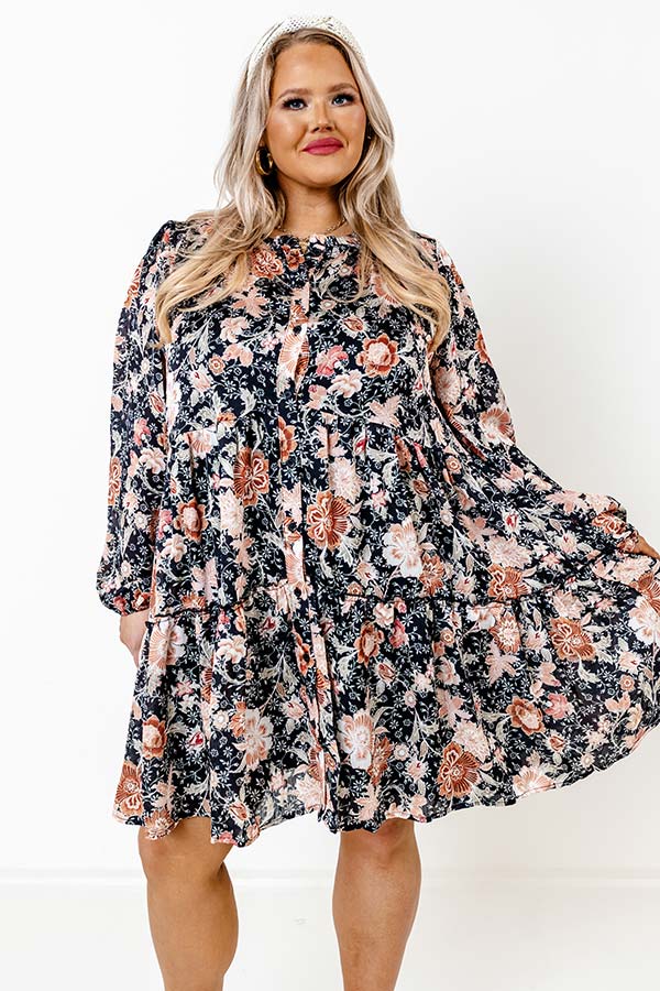 Simply Flourishing Floral Shift Dress Curves Image - 1