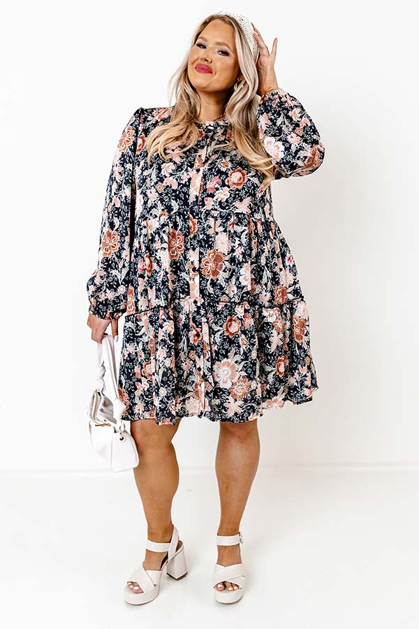 Simply Flourishing Floral Shift Dress Curves Image - 2