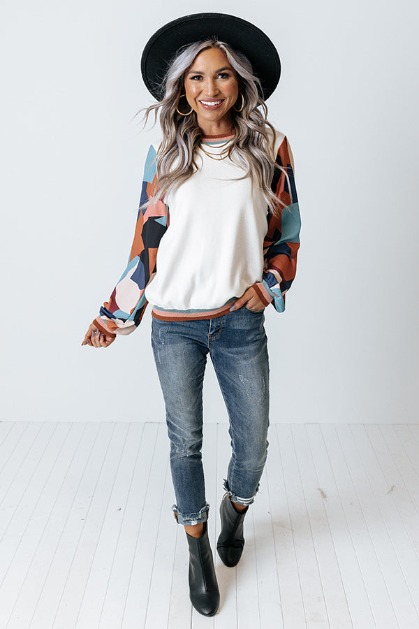 Dating Game Sweater Top in Beige Image - 4