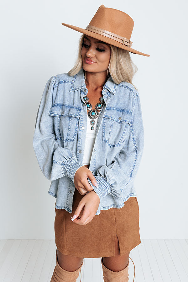 Always Down To Chill Chambray Top Image - 3