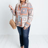 Chic On The Scene Button Up Top In Light Rust Curves Image - 1