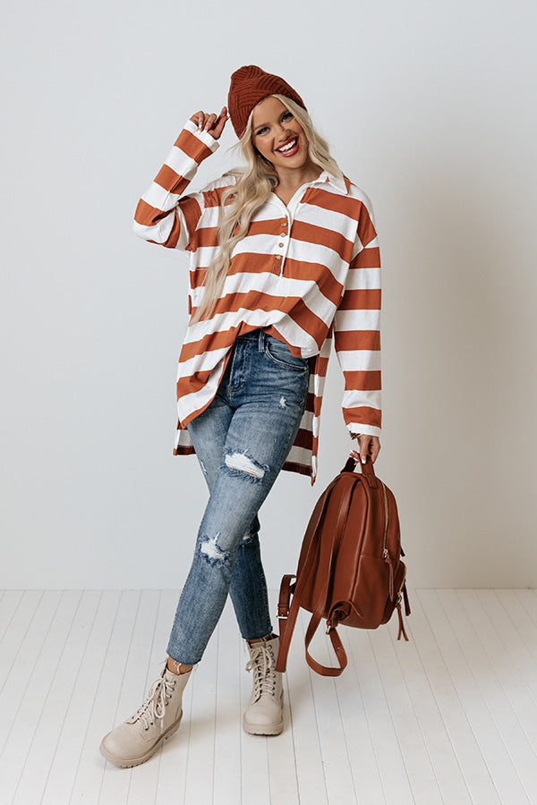 Deer Valley Resort Stripe Top In Rust Image - 2