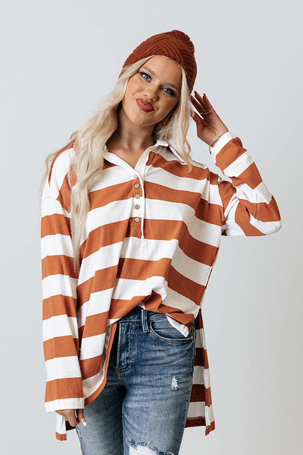 Deer Valley Resort Stripe Top In Rust Image - 1