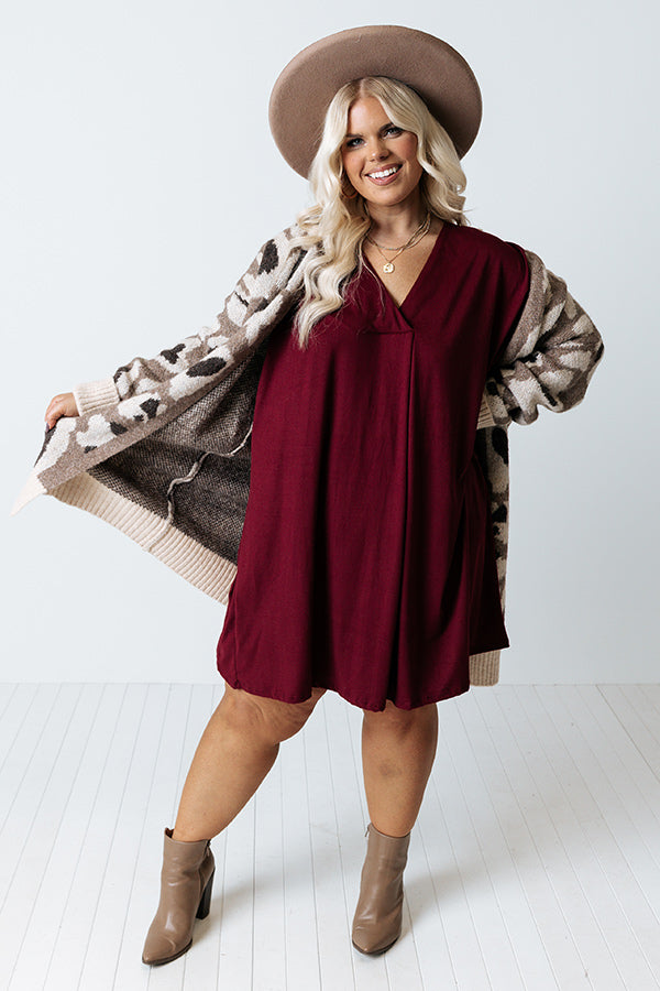 Apple Trail Shift Dress In Wine Curves Image - 2