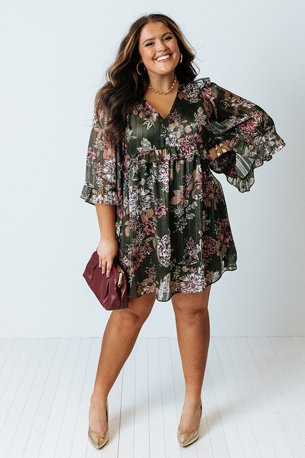 Downtown Dallas Floral Dress in Olive Curves • Impressions Online Boutique