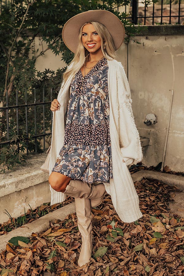Fall Delight Floral Babydoll Dress In Navy – Impressions Online Boutique
