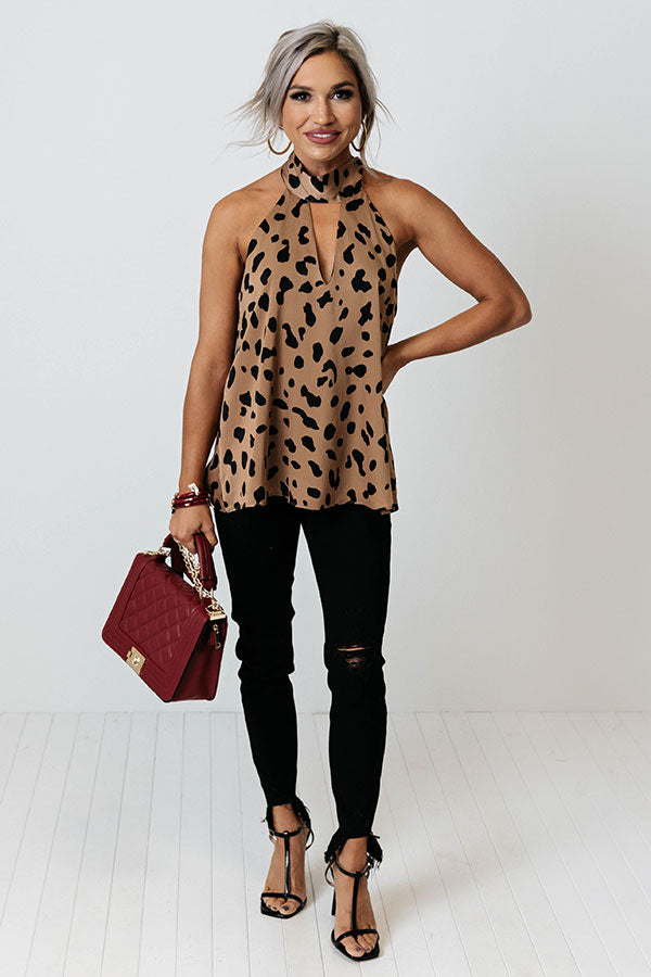 Crowded Affair Halter Shift Top in Leopard Print