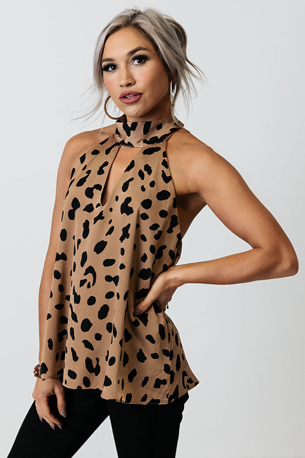 Crowded Affair Halter Shift Top in Leopard Print Image - 2