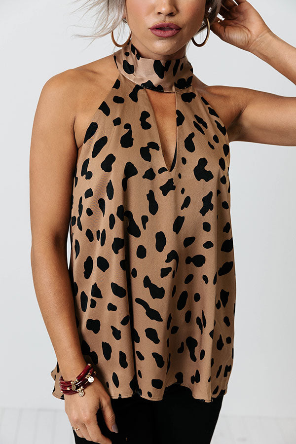 Crowded Affair Halter Shift Top in Leopard Print Image - 3