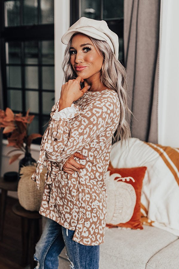Pumpkin Patch Please Leopard Shift Top In Light Mocha Image - 2