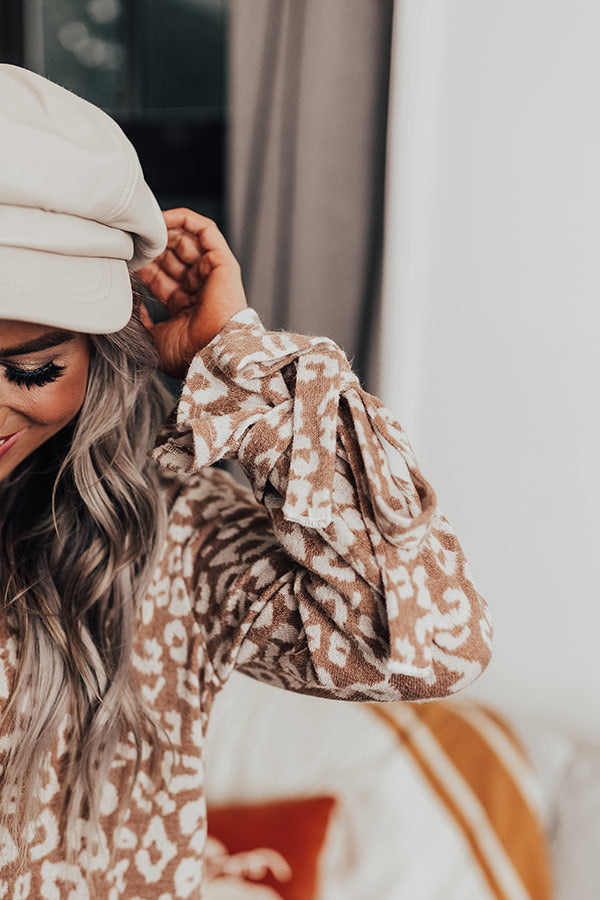 Pumpkin Patch Please Leopard Shift Top In Light Mocha Image - 4