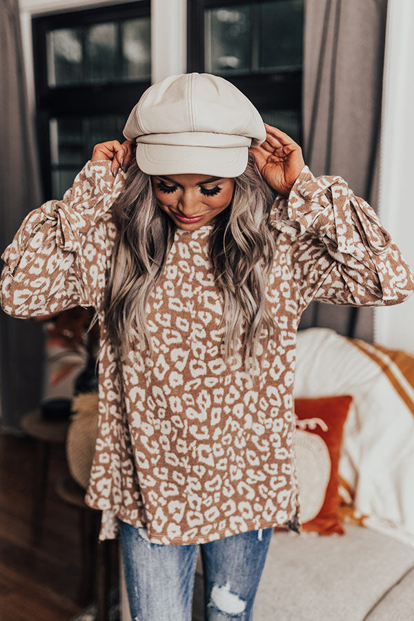 Pumpkin Patch Please Leopard Shift Top In Light Mocha Image - 1