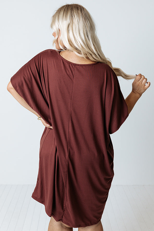 Apple Trail Shift Dress In Dusty Merlot Curves Image - 3