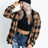 Pouring Cider Flannel Top In Camel Image - 1