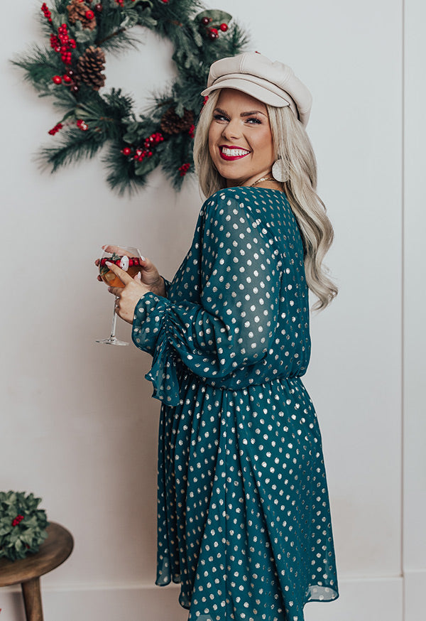 Love This Feeling Polka Dot Dress in Hunter Green Curves Image - 3