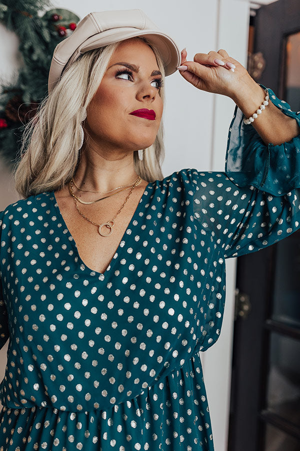 Love This Feeling Polka Dot Dress in Hunter Green Curves Image - 4