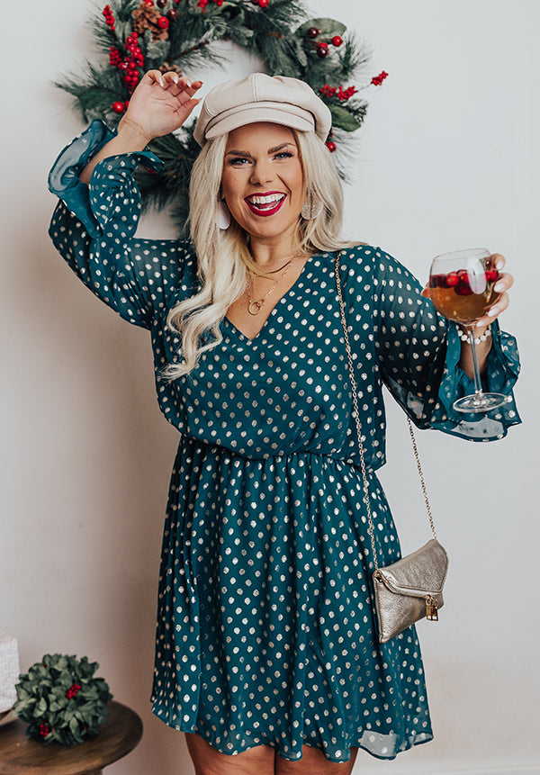Love This Feeling Polka Dot Dress in Hunter Green Curves Image - 1
