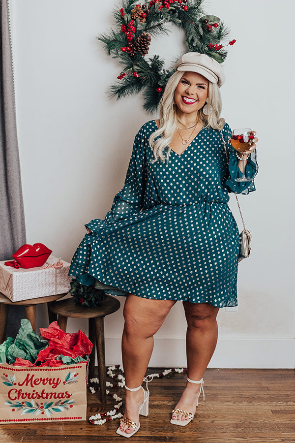 Love This Feeling Polka Dot Dress in Hunter Green Curves Image - 2