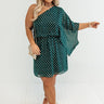 You Had Me At Cocktails Polka Dot Dress in Hunter Green Curves Image - 1
