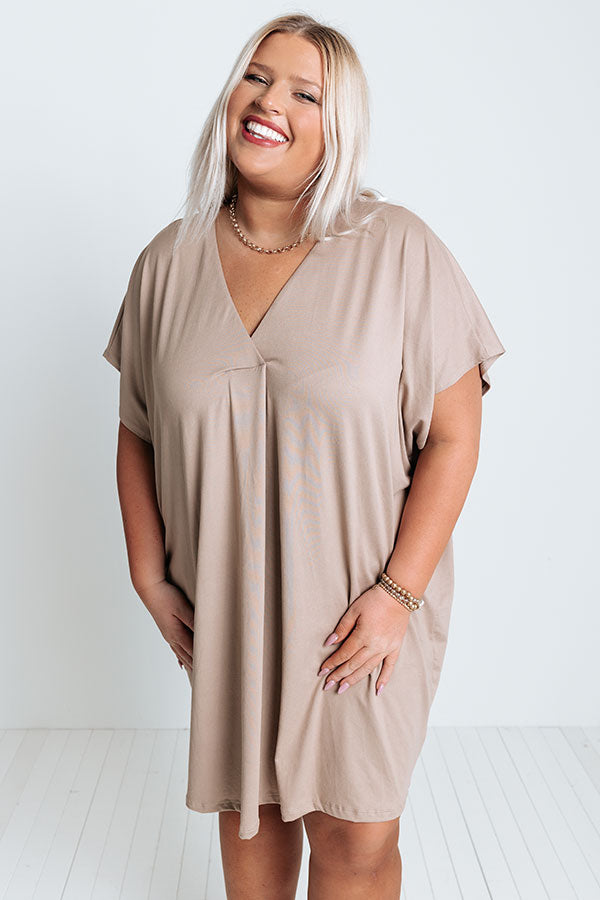 Apple Trail Shift Dress In Warm Taupe Curves Image - 2