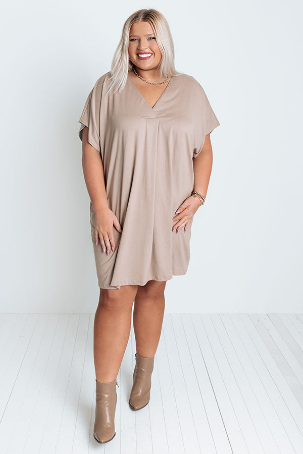 Apple Trail Shift Dress In Warm Taupe Curves Image - 1