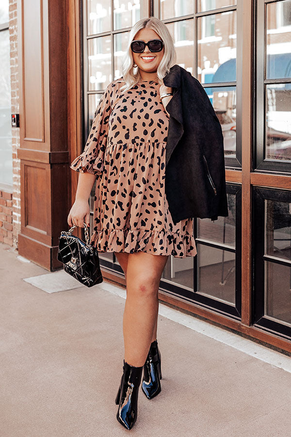 Chic Sweetheart Leopard Shift Dress in Mocha Curves